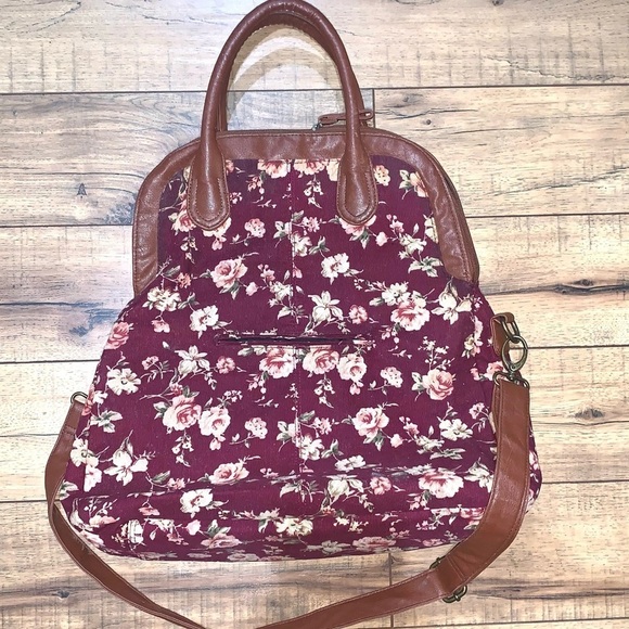 Olsenboye Burgundy Floral Corduroy Bag Large - Picture 2 of 6